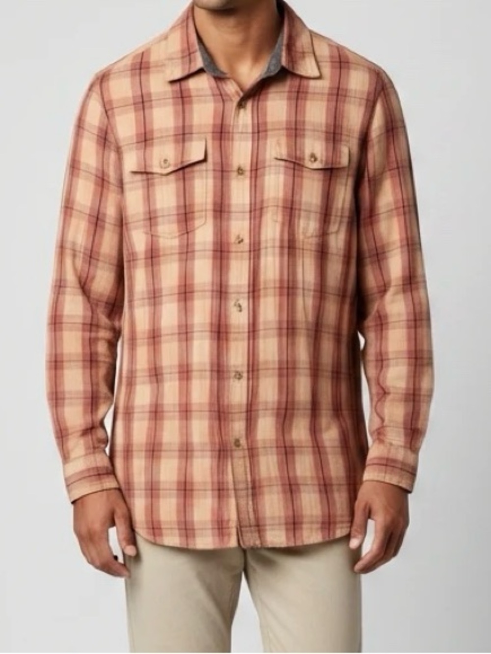 True Grit Plaid Long Sleeve Button Down Shirt
